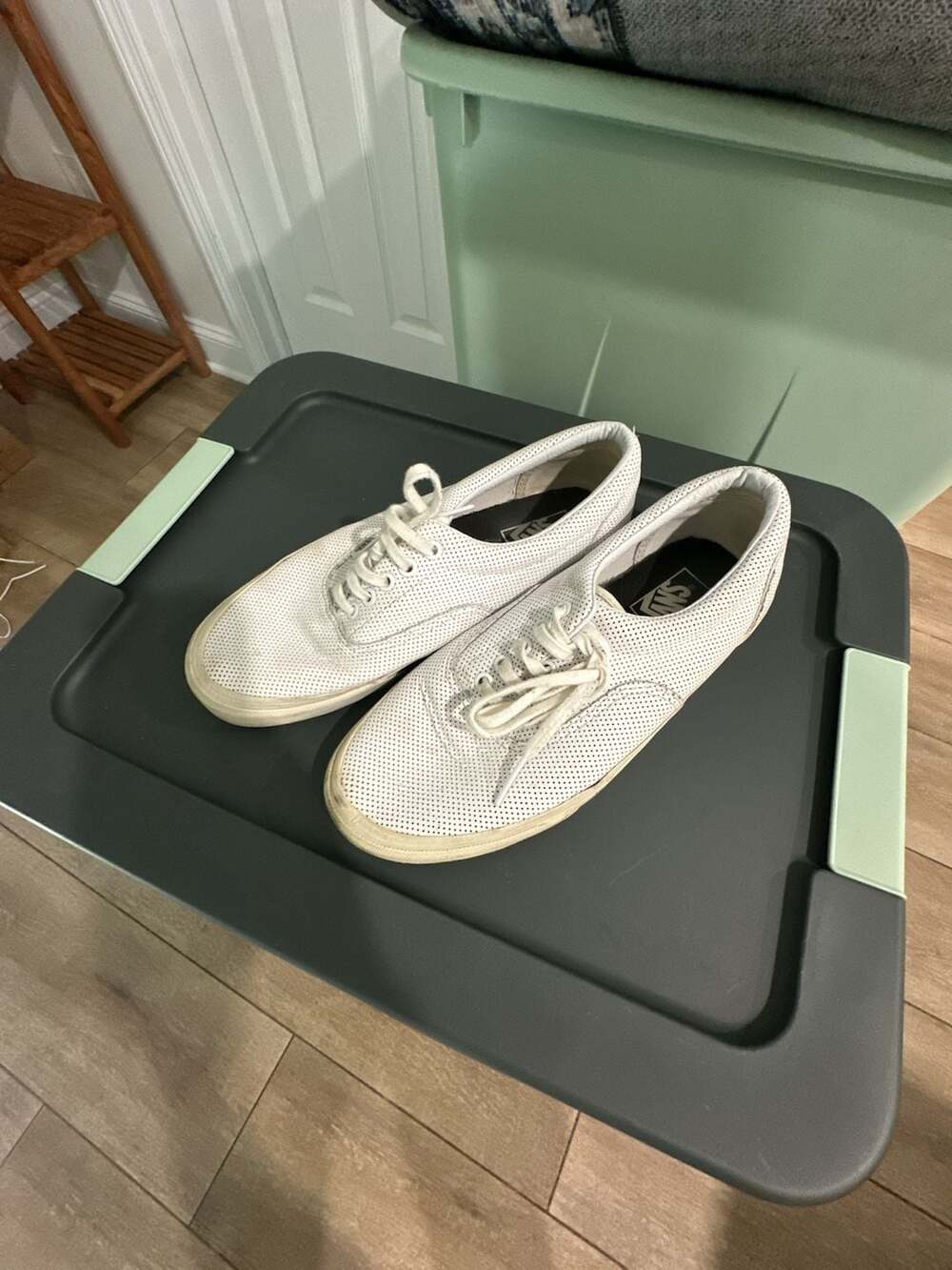 Woman’s Vans Era Perf Leather True White Low Top Skate Shoes